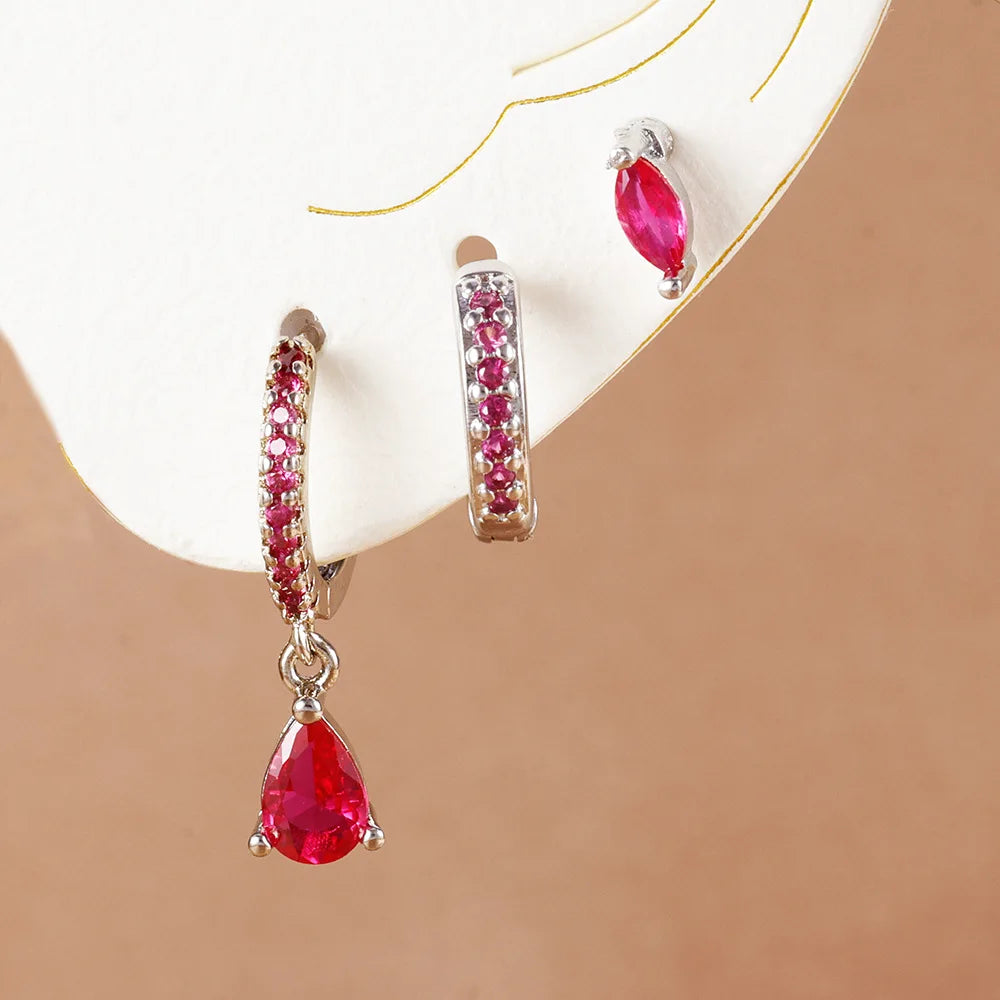 18K Gold Star Dangle Earrings Set