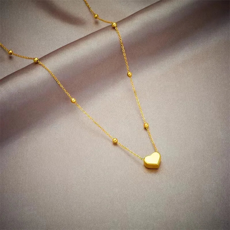 Gold Heart Love Chain Jewelry Set